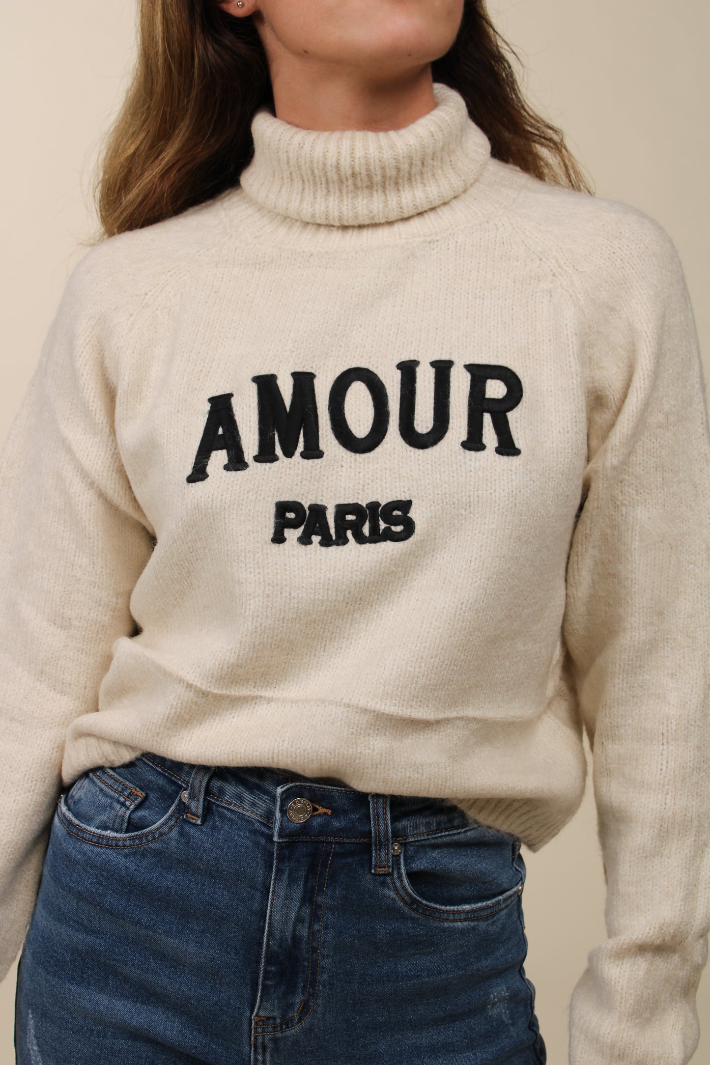 Pull "Amour Paris" Écru